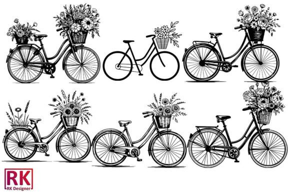 Bicycle with Flowers SVG Bundle for Local Crafts and Graphics