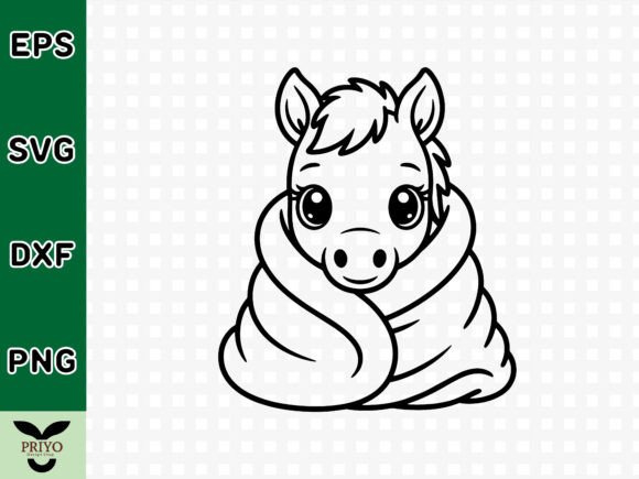 Cute Baby Horse Wrapped in Blanket SVG for Graphics and Crafts