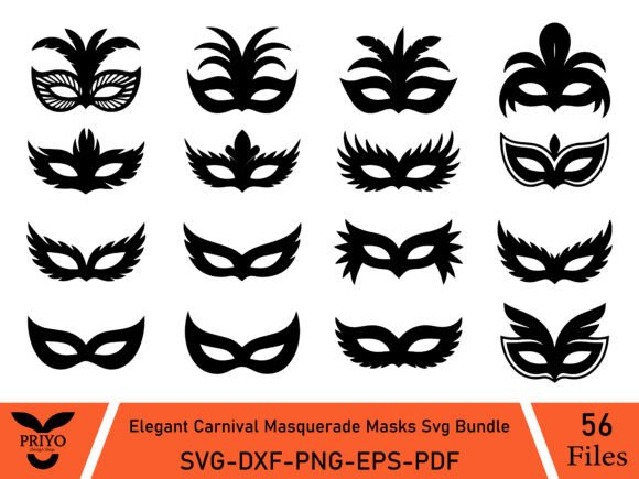 Elegant Carnival Masquerade Masks SVG