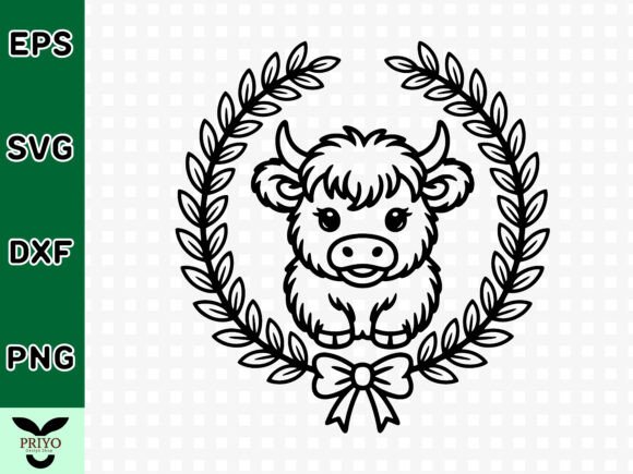 Highland Moo Wreath SVG: A Versatile Graphics and Crafts Asset