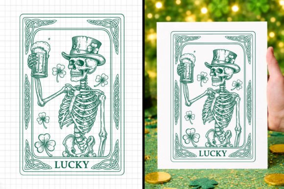 Lucky Irish Skeleton Beer Shamrock SVG for Crafts