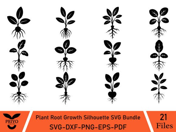 Plant Root Growth Silhouette SVG: A Crafty Graphic Asset