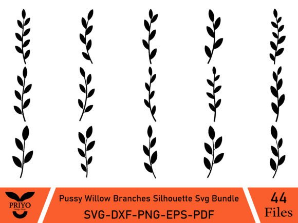 Pussy Willow Branches Silhouette Svg for Creative Graphics