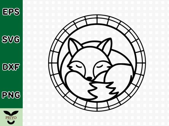Sleeping Fox Silhouette in Circular SVG for Crafts and Graphics