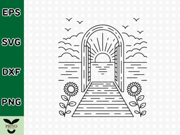 Sunset over Ocean Through Archway SVG: A Versatile Graphics Asset for Crafts